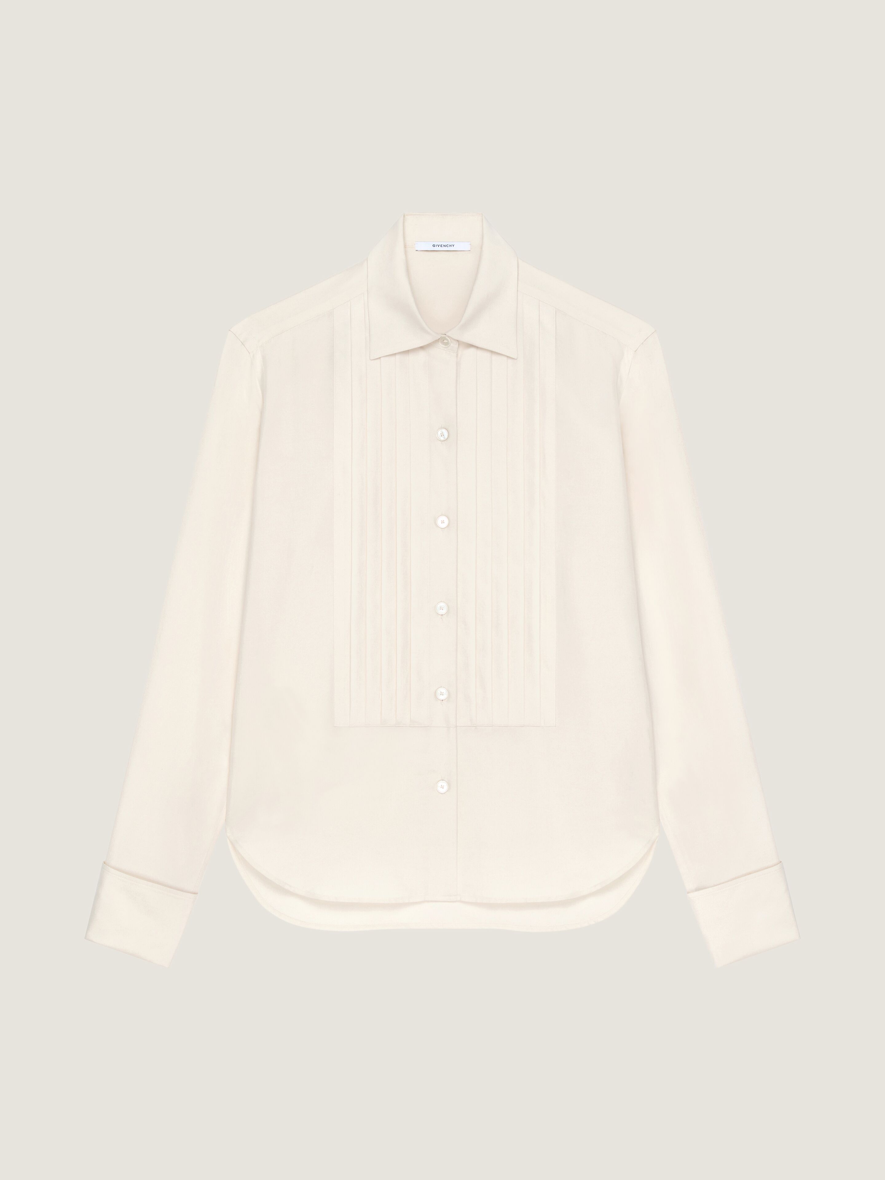 Shirt in silk with plastron